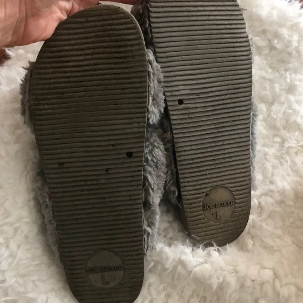 Joe Boxer Gray fur  slides size L Unisex